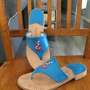 Jack Rogers Blue Leather Anchor Thong Sandals